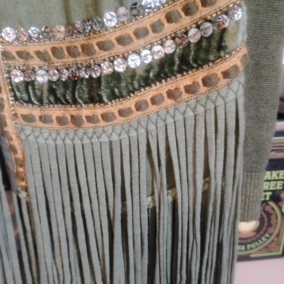 Art Deco Cottagecore Velvet Blank London Fringe Cardian - Picture 5 of 8